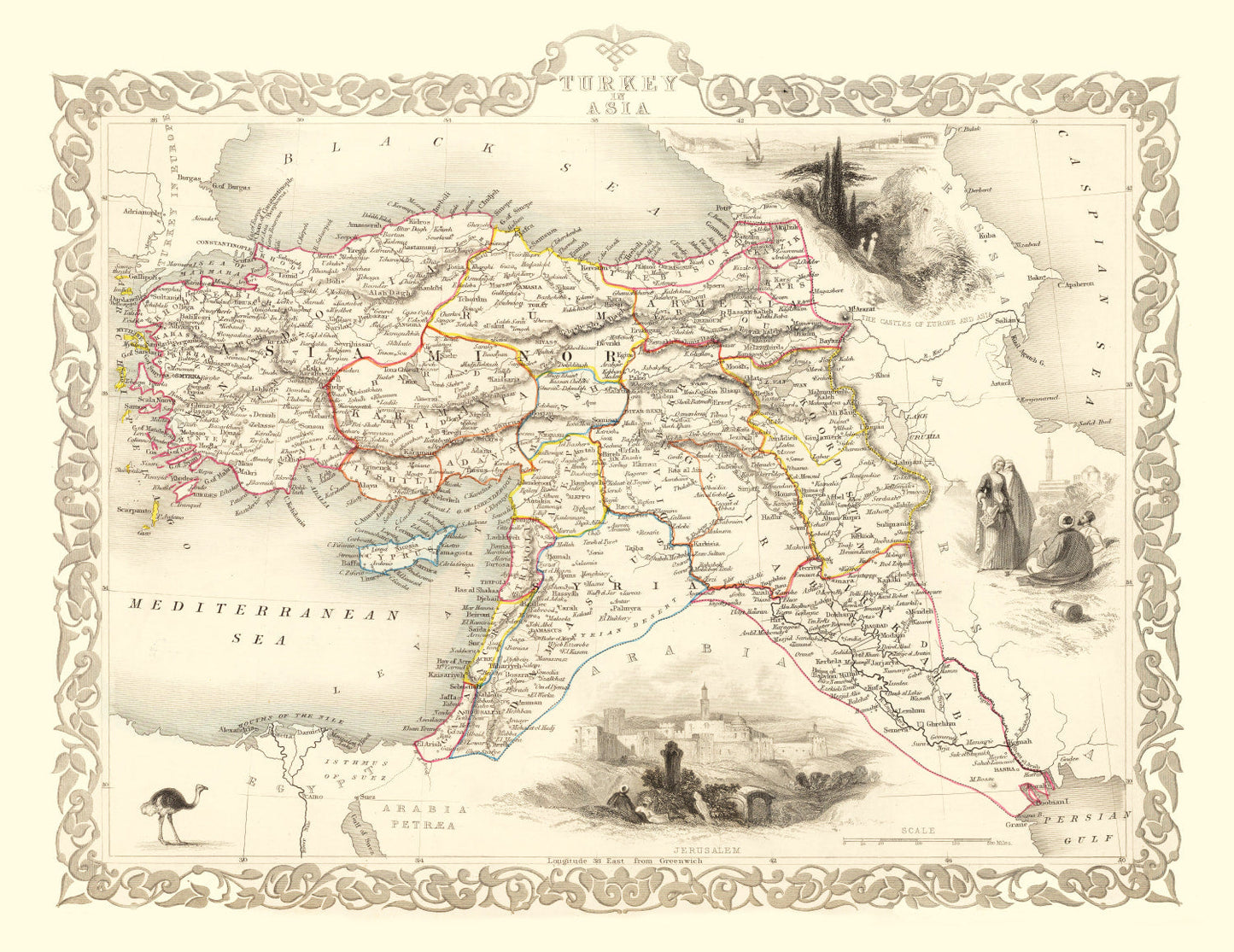 Vintage Map of Turkey in Asia, 1851