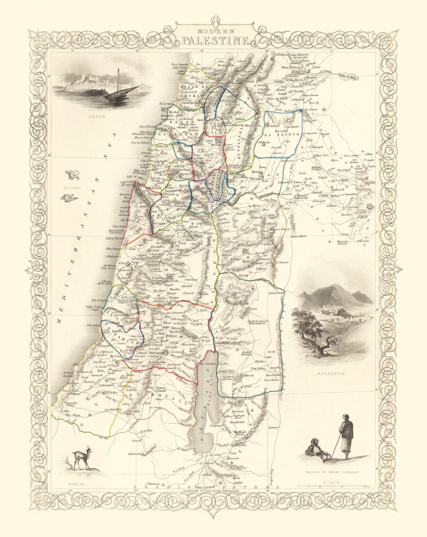 Vintage Map of Modern Palestine, 1851