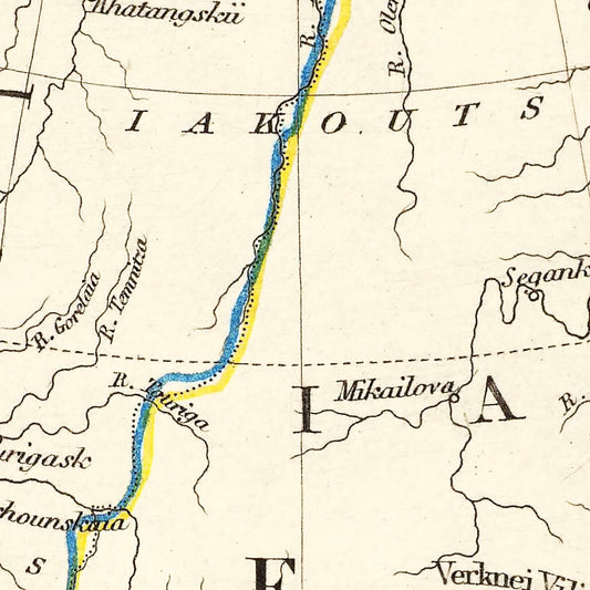 Vintage Map of Russia in Asia, 1851