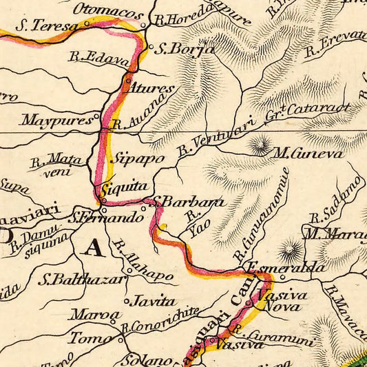 Vintage Map of Venezuela, New Granada & Ecuador, 1851