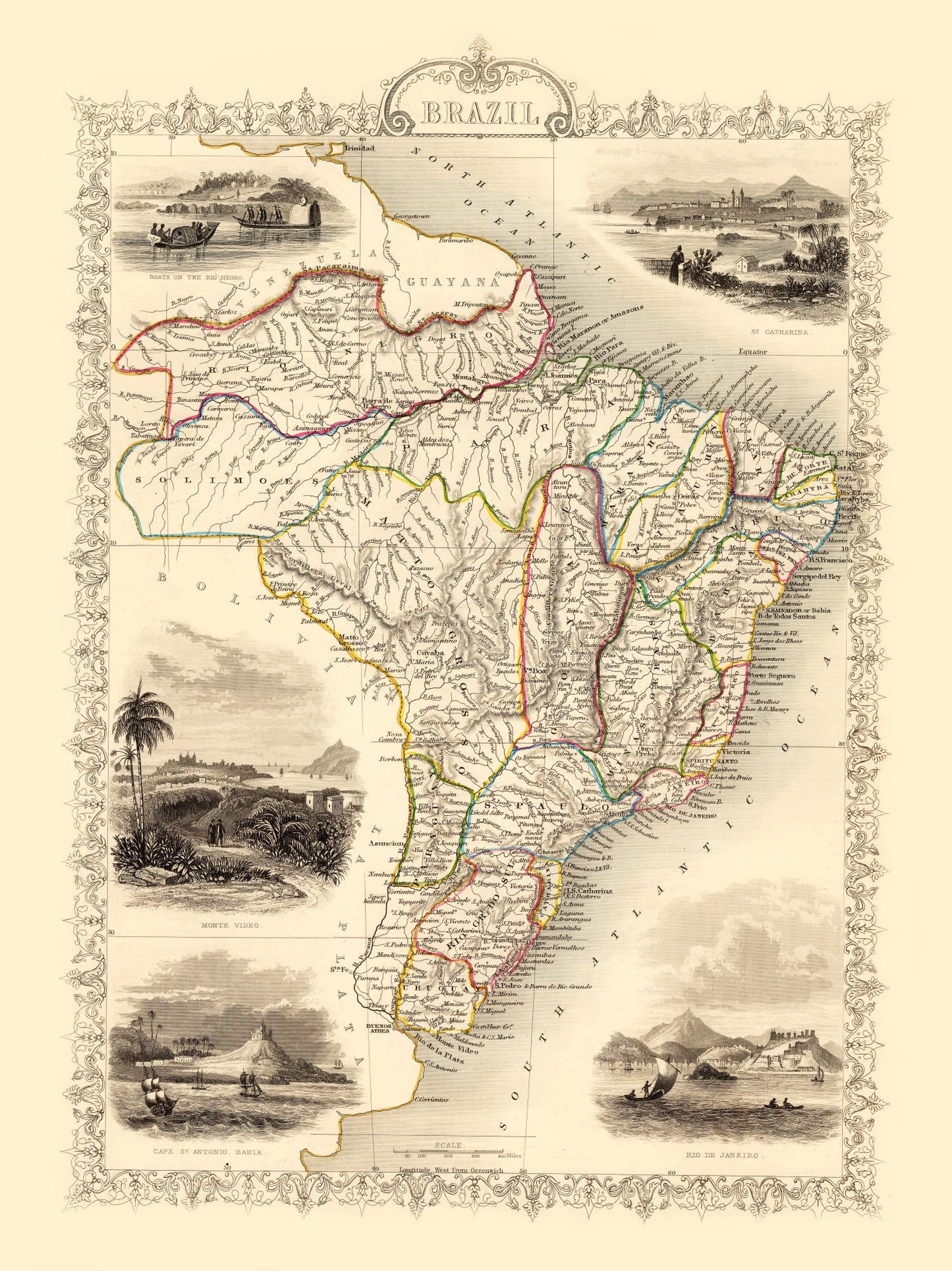Vintage Map of Brazil 1851
