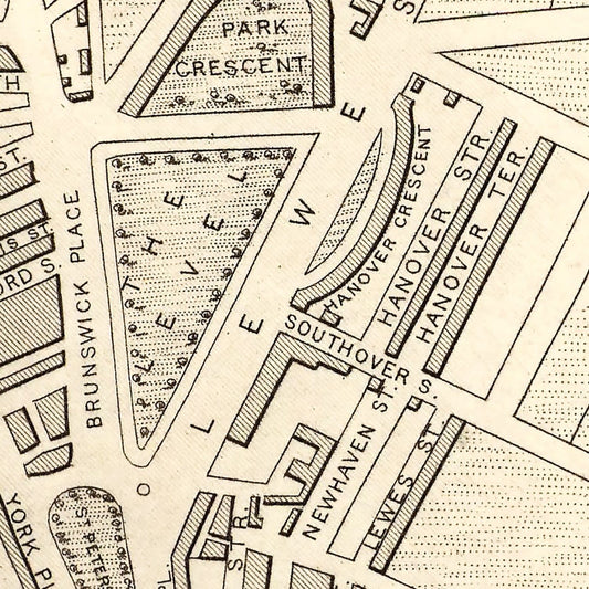 Vintage Map of Brighton, United Kingdom, 1851
