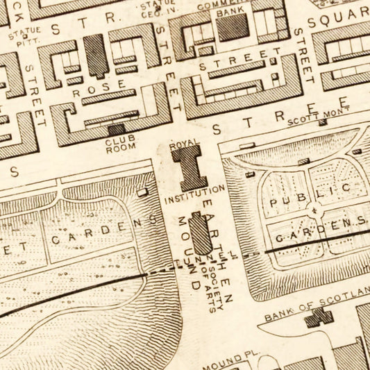 Vintage Map of Edinburgh, Scotland, 1851