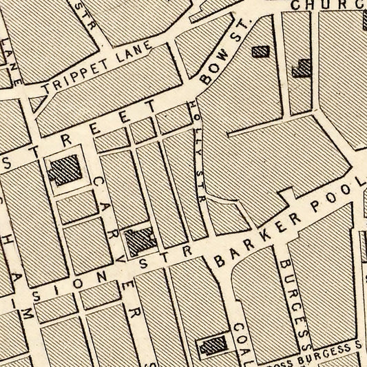 Vintage Map of Sheffield, England, 1851