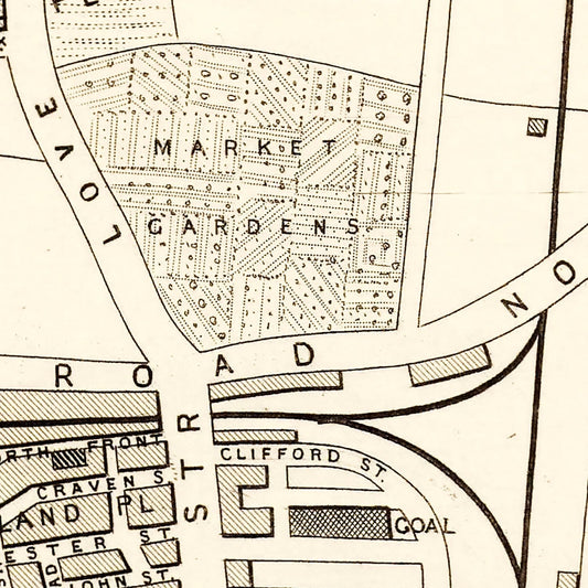 Vintage Map of Southampton, United Kingdom, 1851