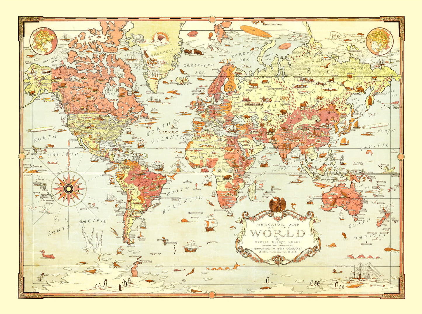 Vintage Mercator World Map, 1931