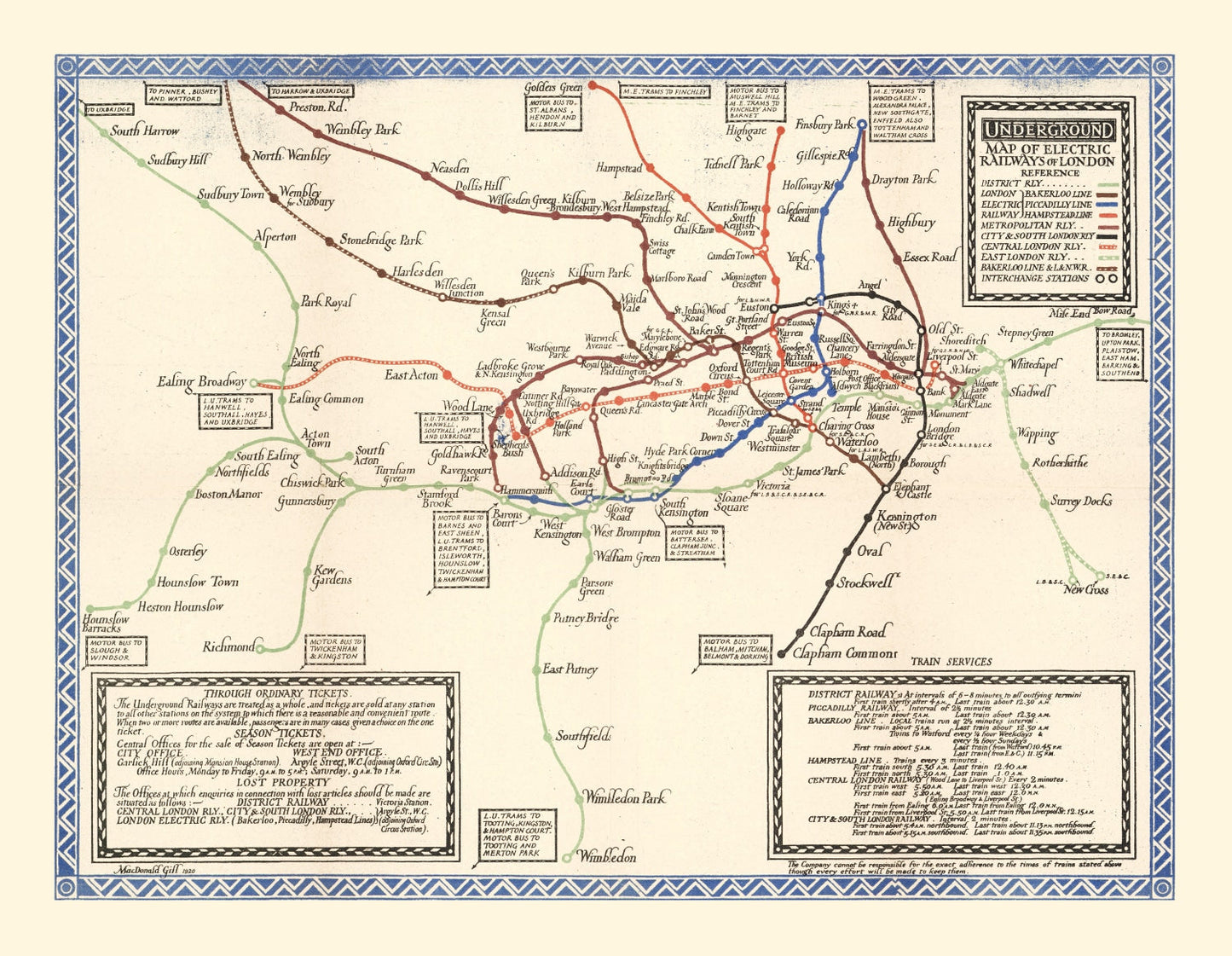 Vintage Subway Map of London, 1921