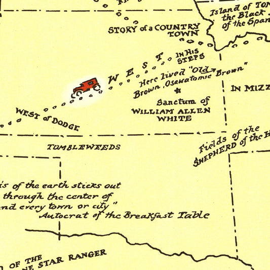 Vintage Book Lovers Map of America, 1926