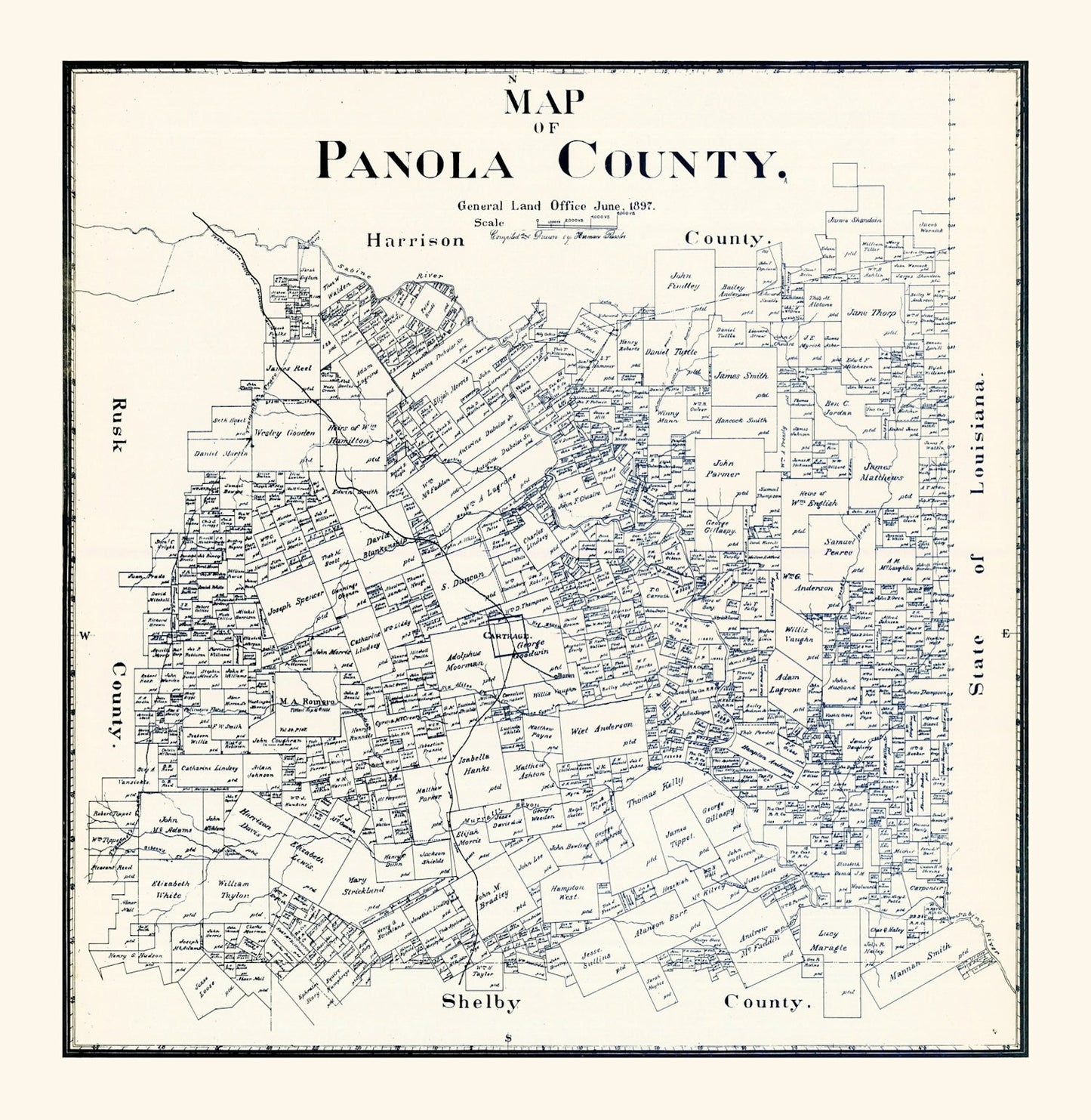 Vintage Map of Panola County, Texas, 1897