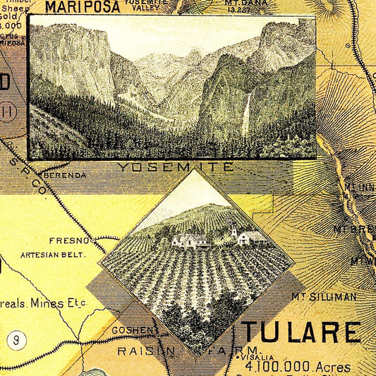 Vintage Map of California, 1885 | Wall Art
