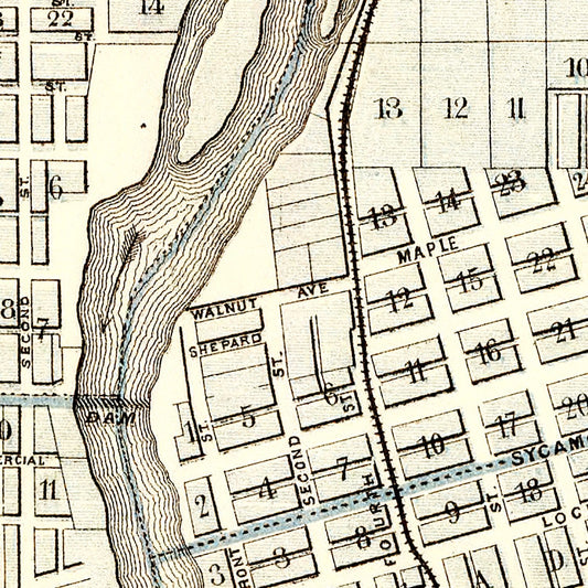 Vintage Map of Des Moines, Iowa, 1875