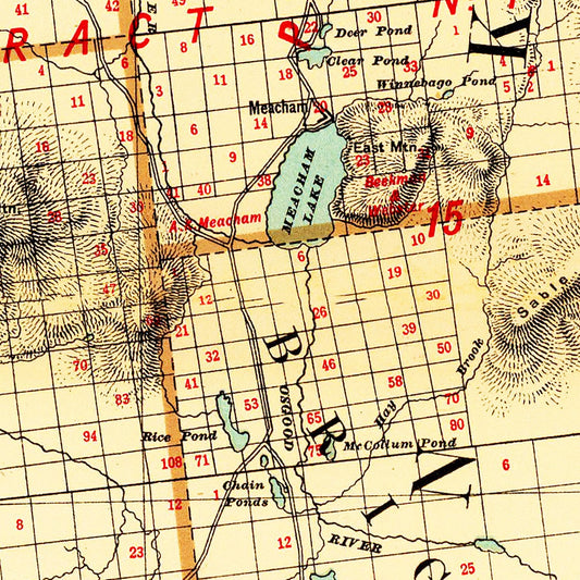 Vintage Map of Franklin County, New York, 1895