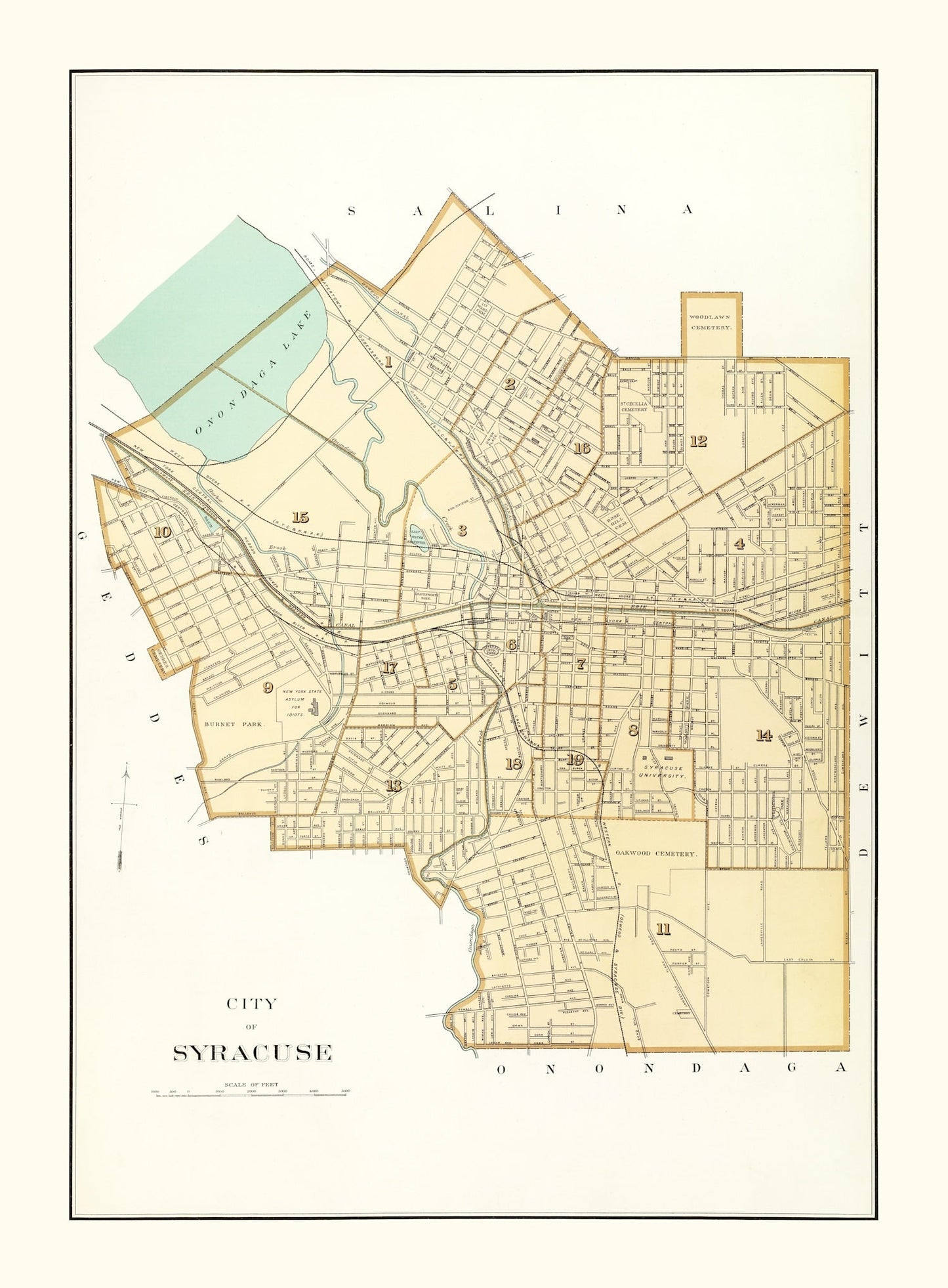 Vintage Map of Syracuse, New York, 1895