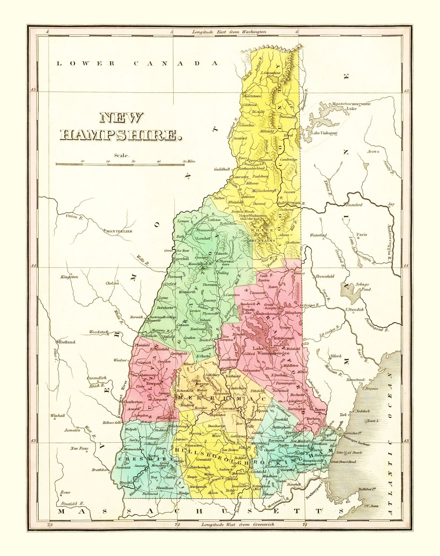 Vintage Map of New Hampshire, 1831