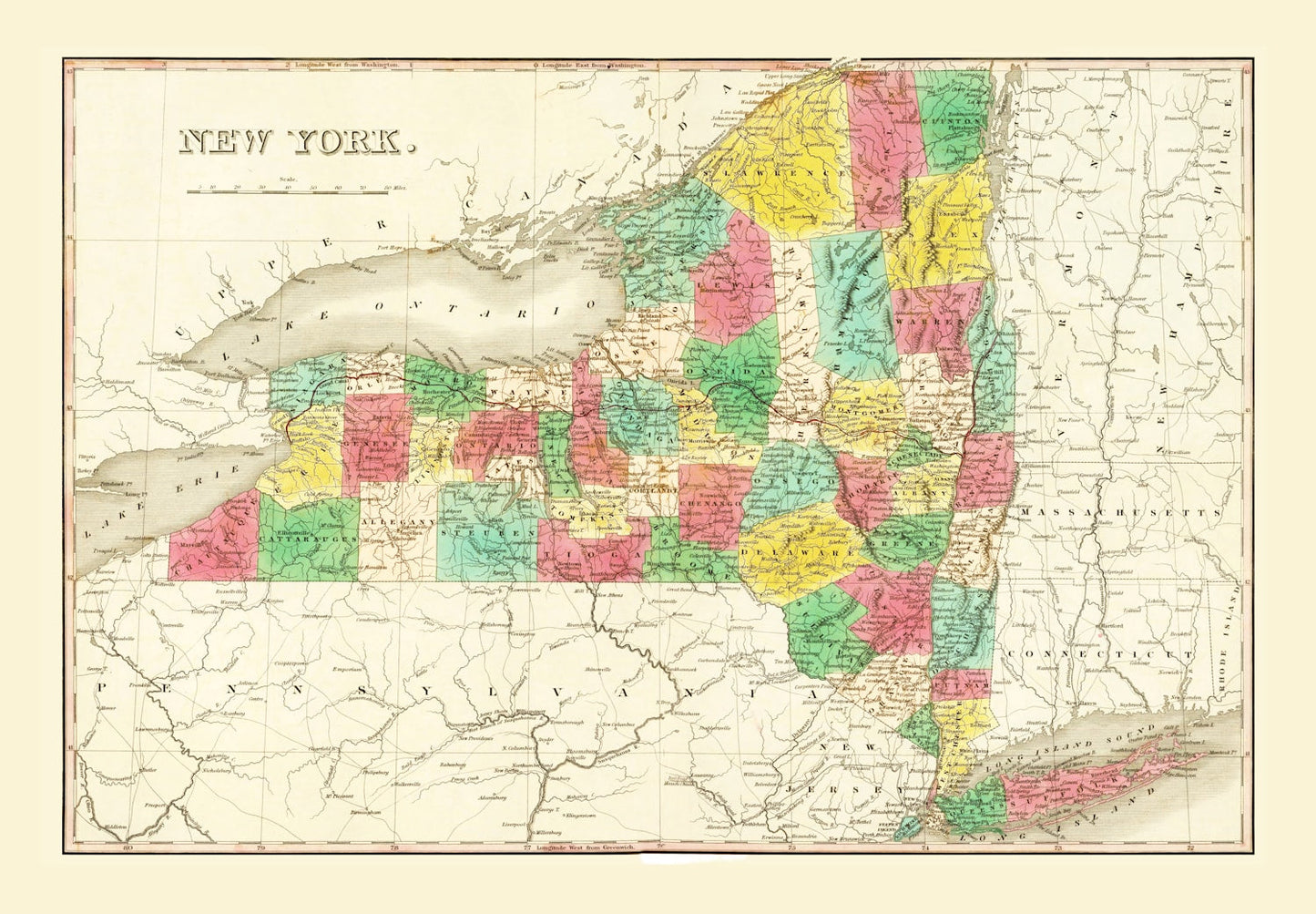 Vintage Map of New York State, 1831