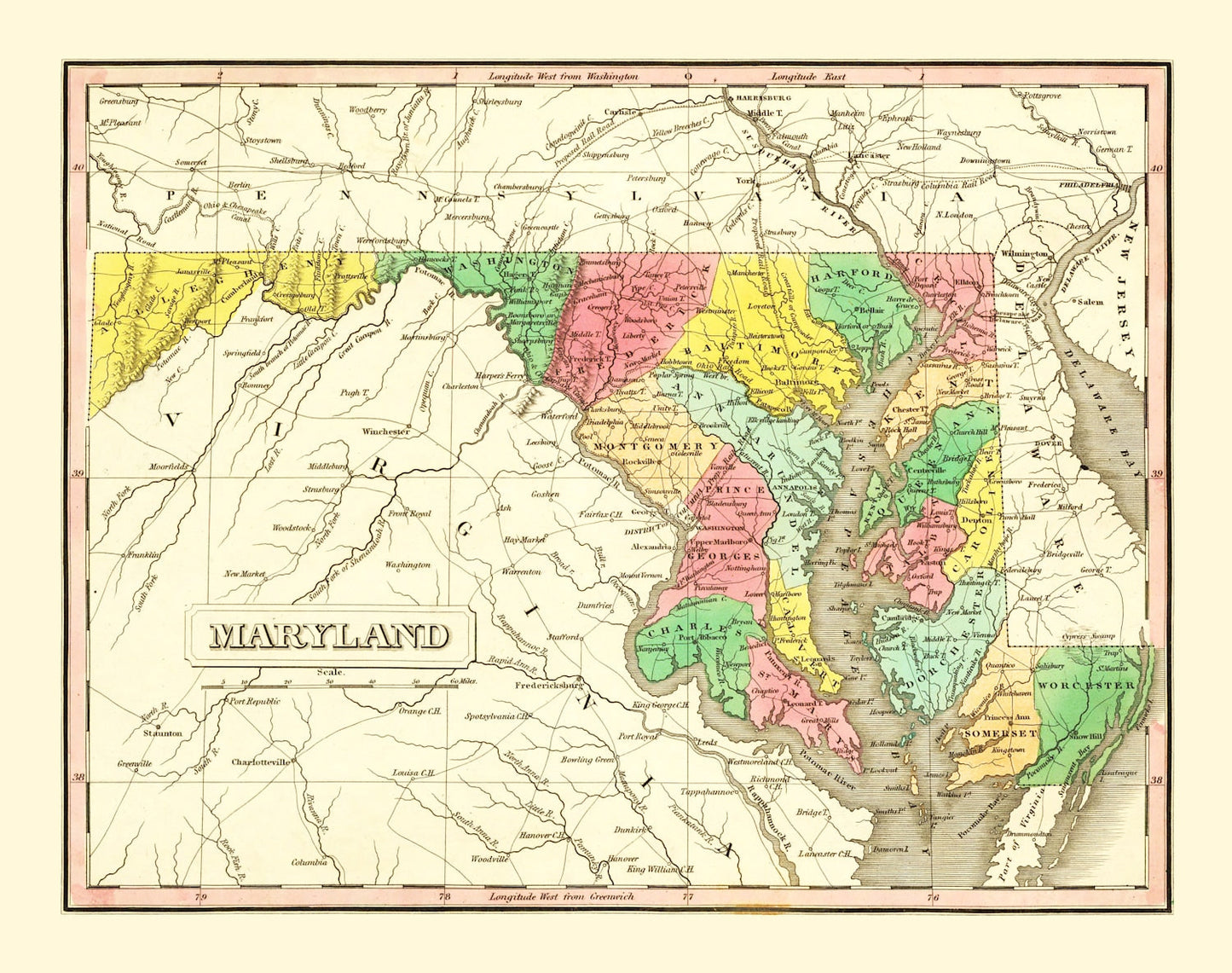 Vintage Map of Maryland, 1831