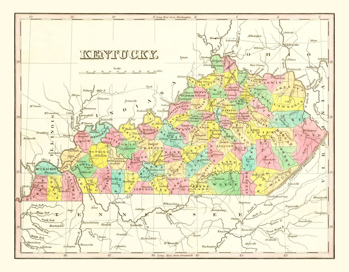 Vintage Map of Tennessee, 1831