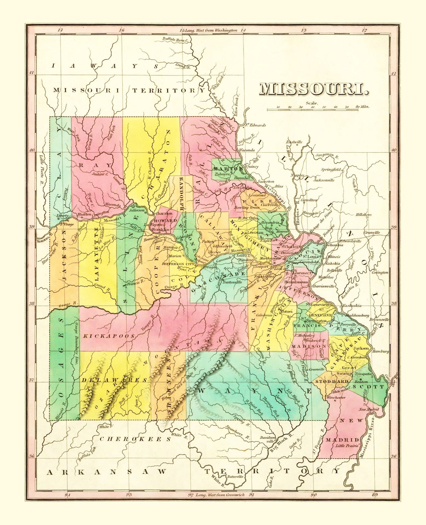 Vintage Map of Missouri, 1831