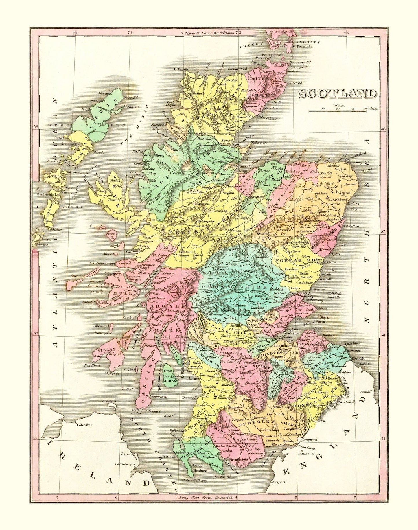 Vintage Map of Scotland, 1831