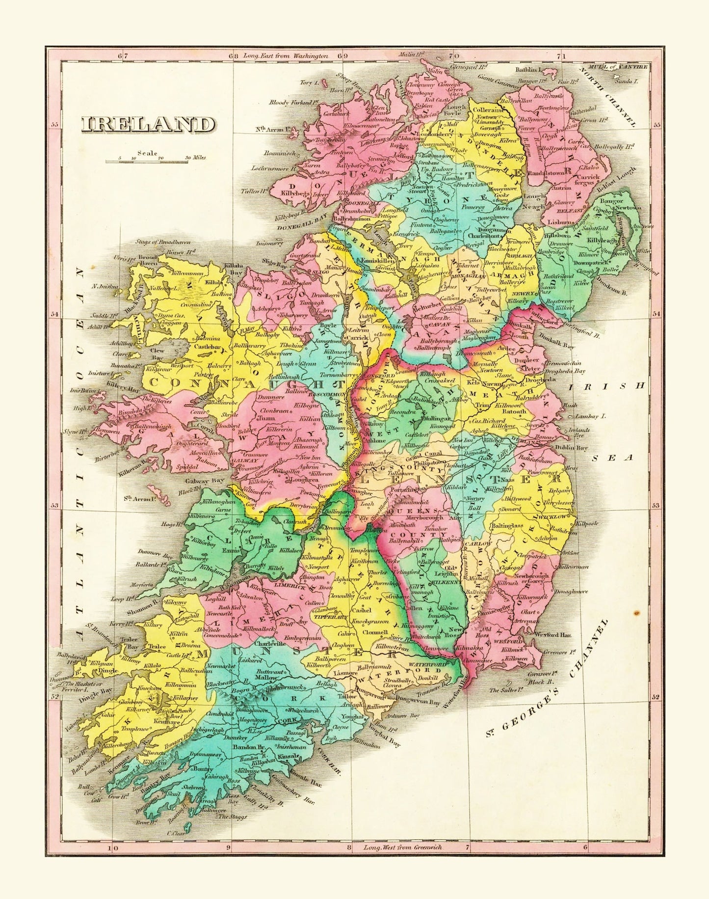 Vintage Map of Ireland, 1831