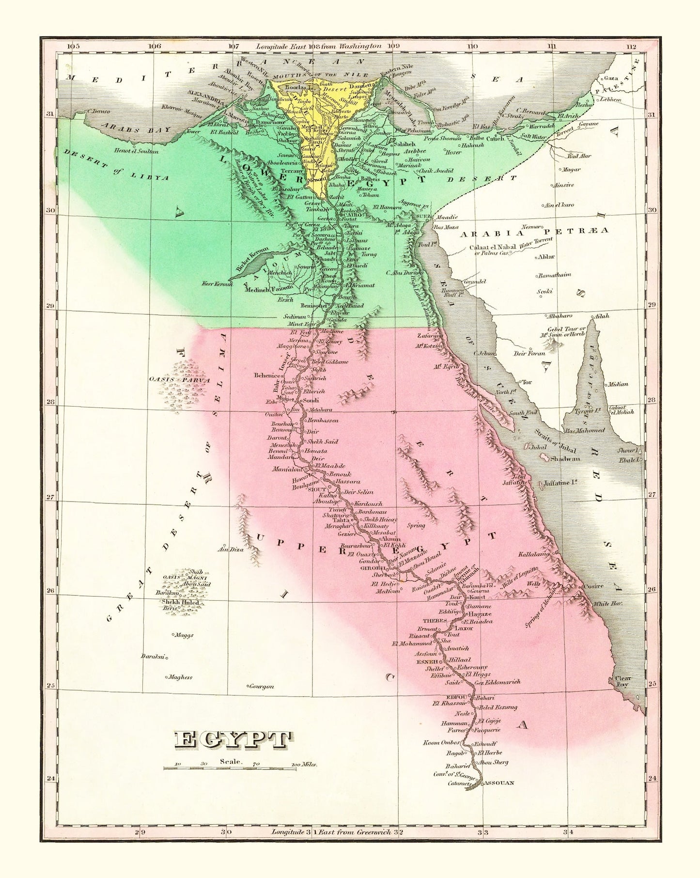 Vintage Map of Egypt, 1831