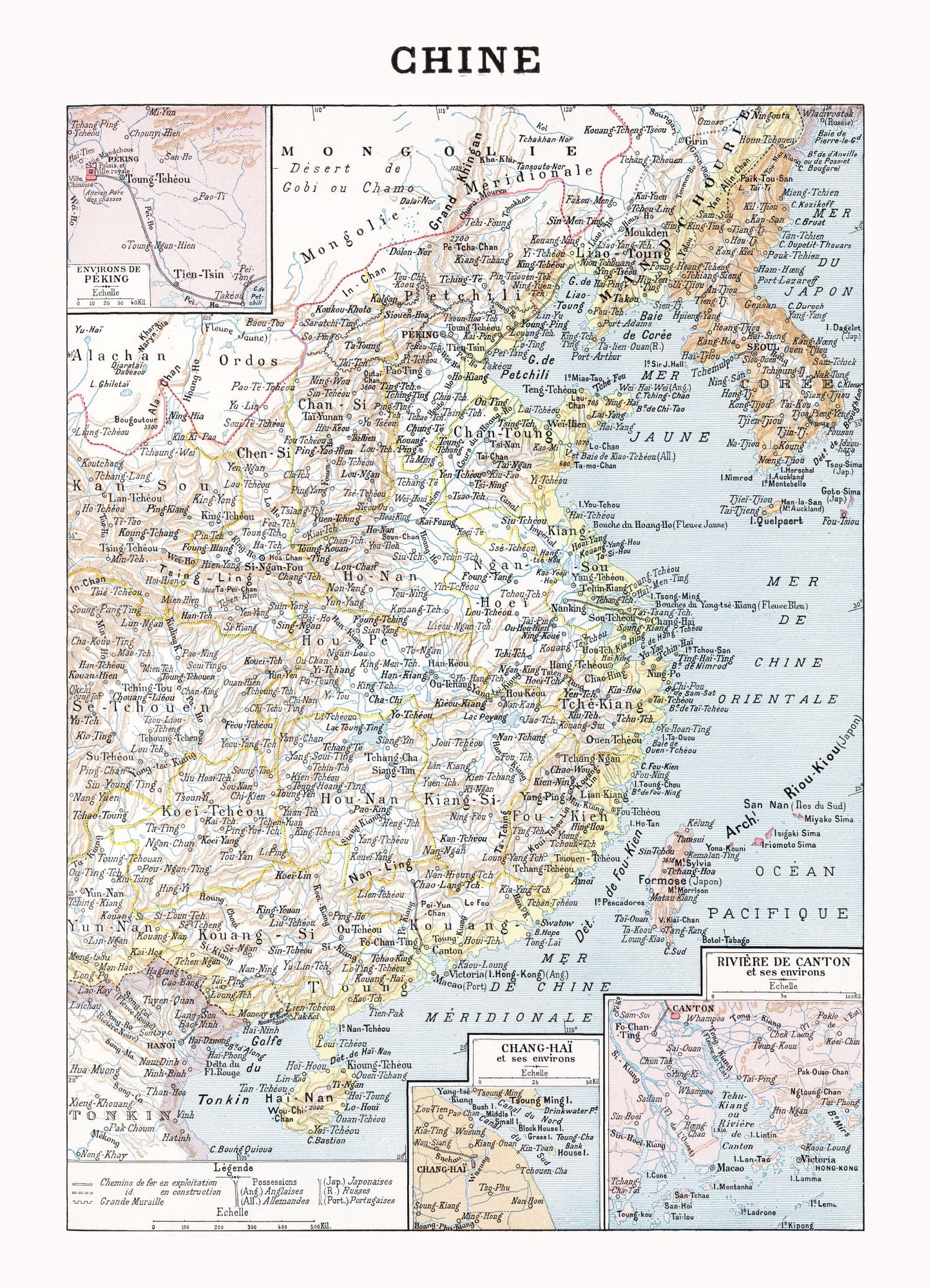 Vintage Map of China, 1900