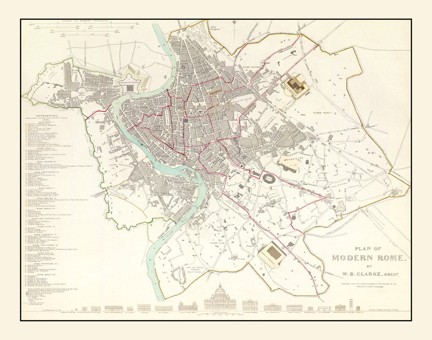 Vintage Map of Stockholm, Sweden, 1838