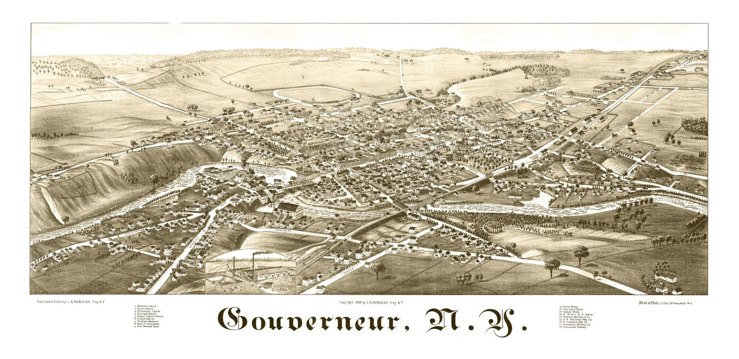 Vintage Map of Gouverneur, New York, 1885