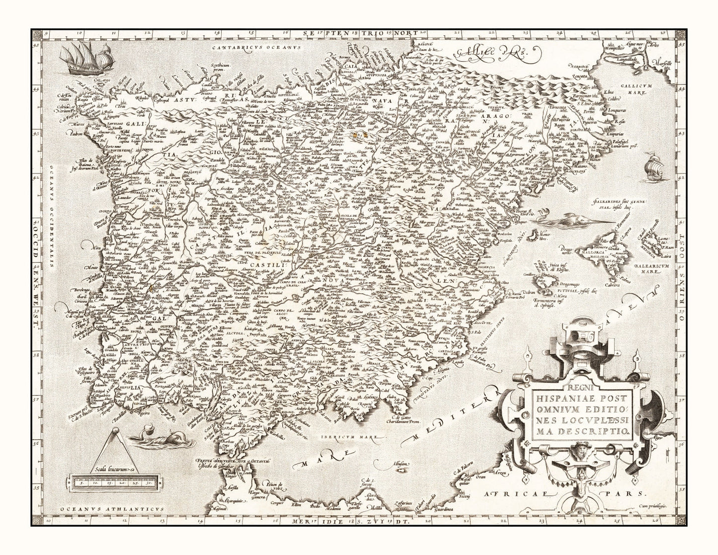Vintage Map of Portugal, 1570