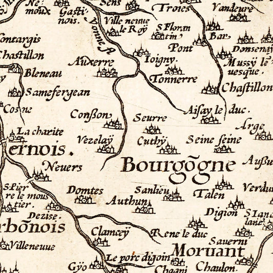 Vintage Map of France, 1570