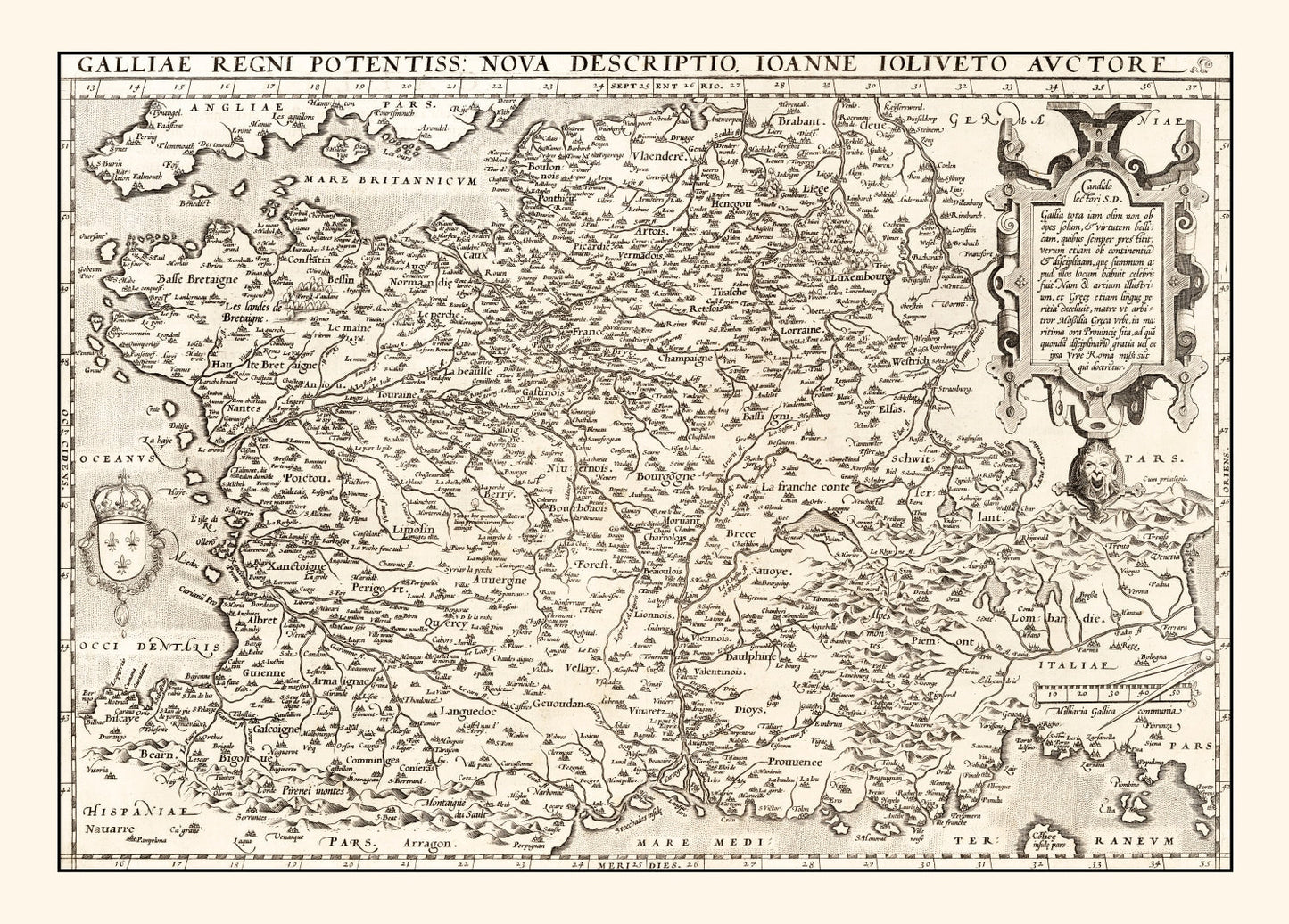 Vintage Map of France, 1570