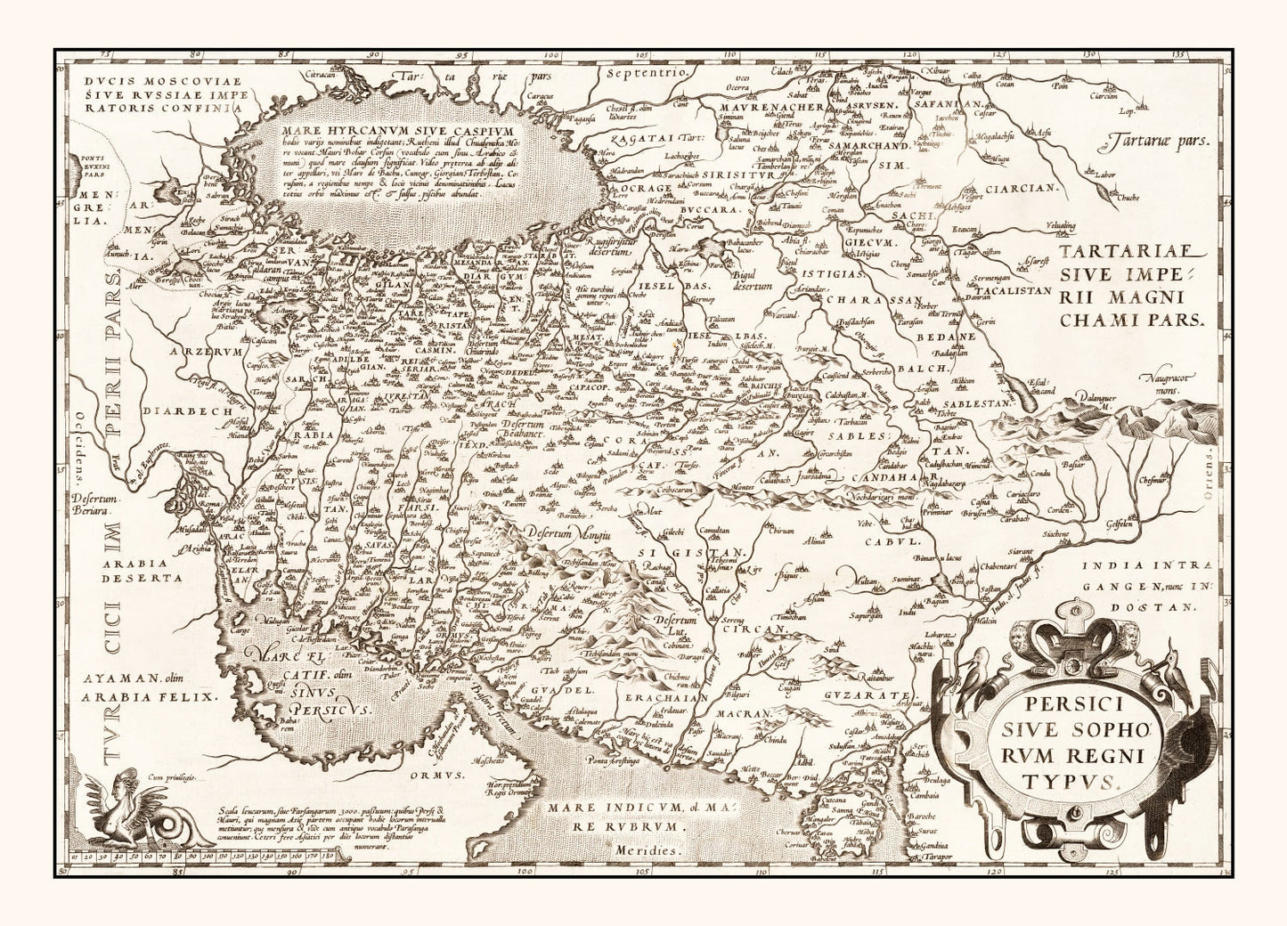 Vintage Map of the Persian Empire, 1570