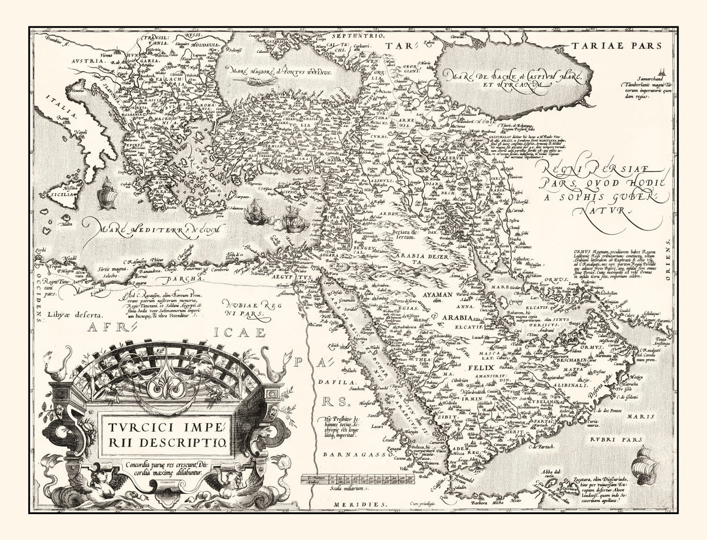 Vintage Map of the Turkish Empire, 1570