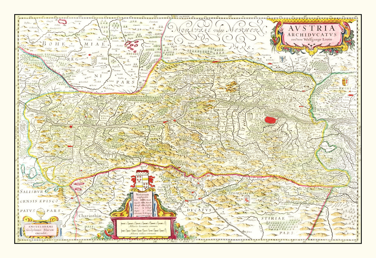 Vintage Map of Austria, 1665