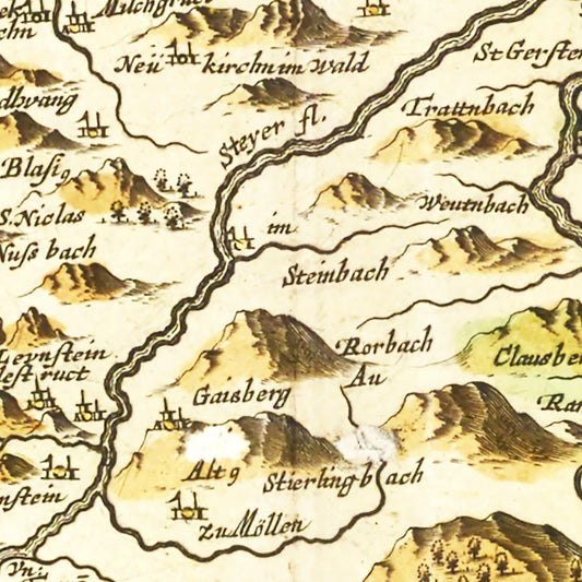 Vintage Map of Austria from Above, 1665