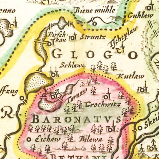 Vintage Map of Lower Silesia, Germany, 1665