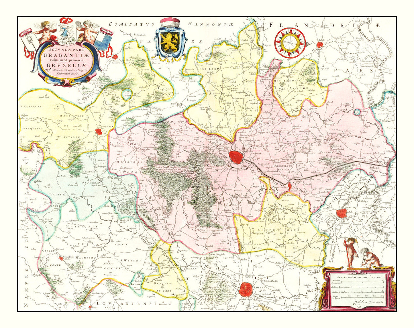 Vintage Map of Brabant, Belgium 1665