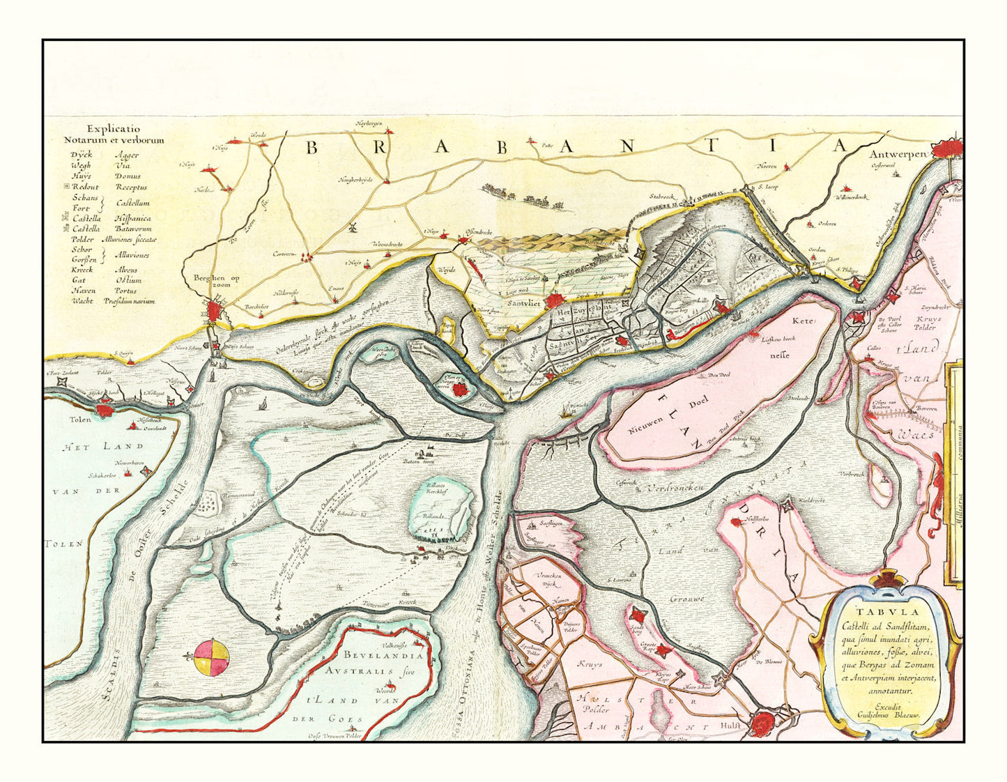 Vintage Map of Antwerp, Belgium, 1665