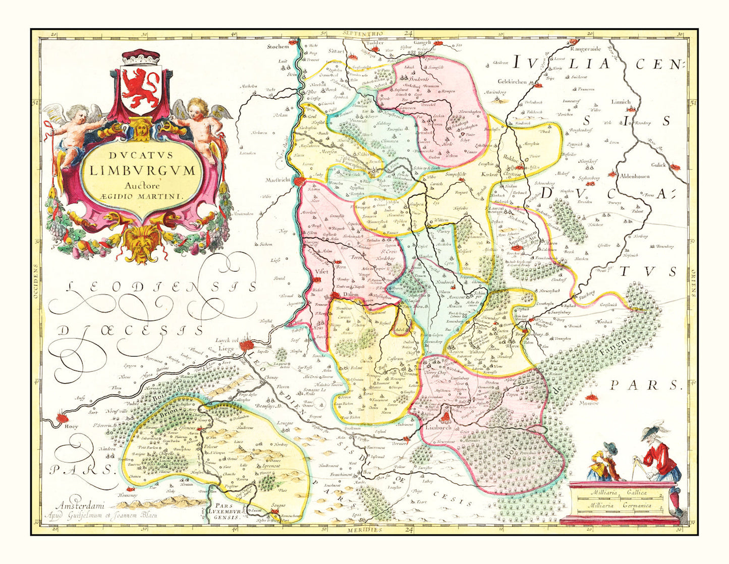 Vintage Map of Limburg, Belgium, 1665
