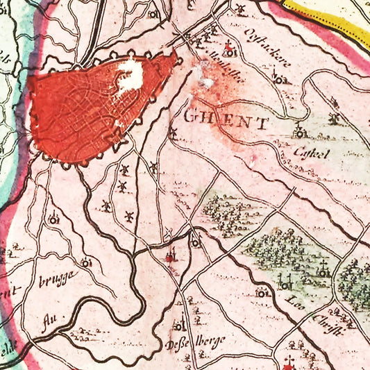 Vintage Map of Flanders, Belgium 1665