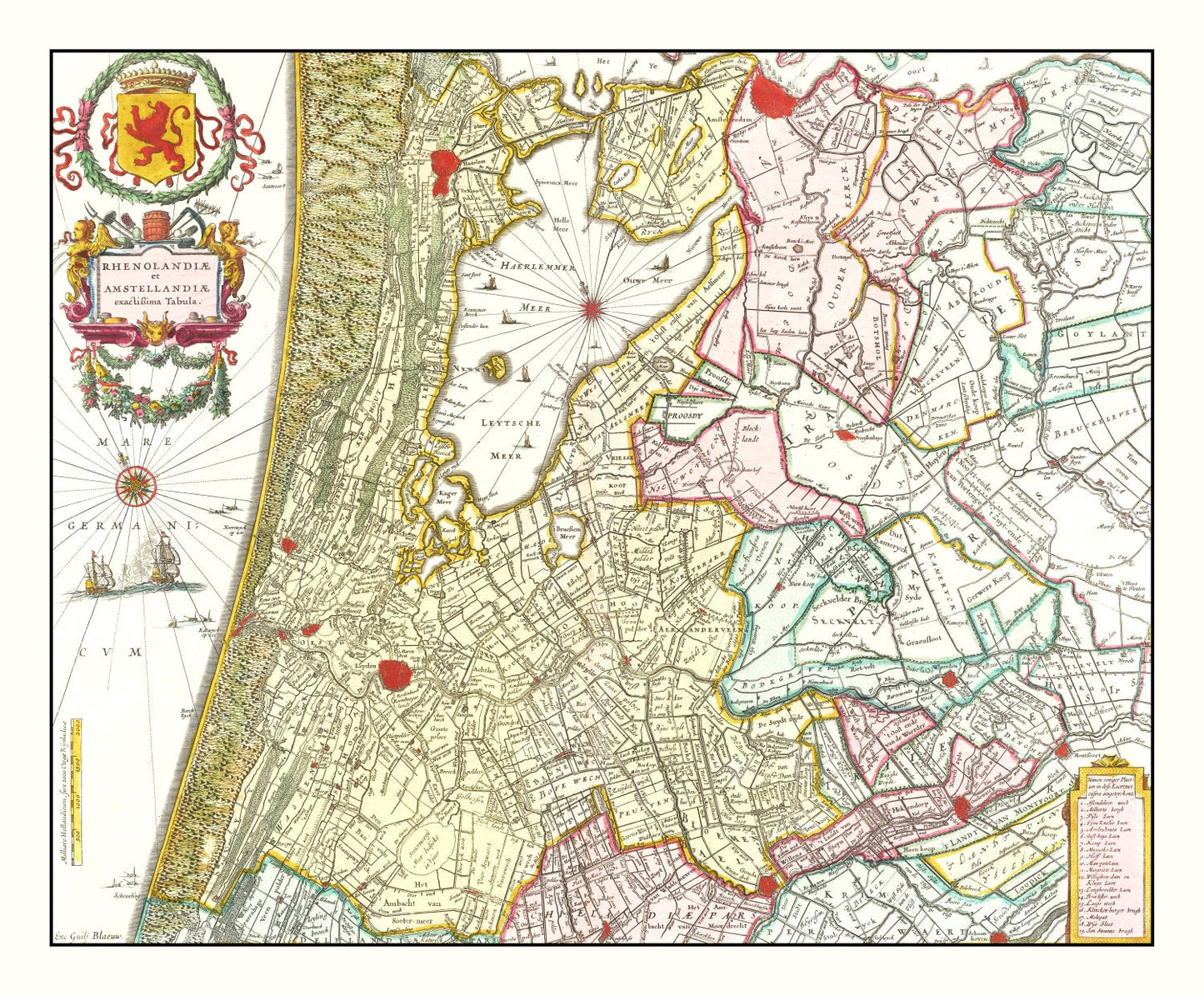 Vintage Map of Amsterdam Area, 1665