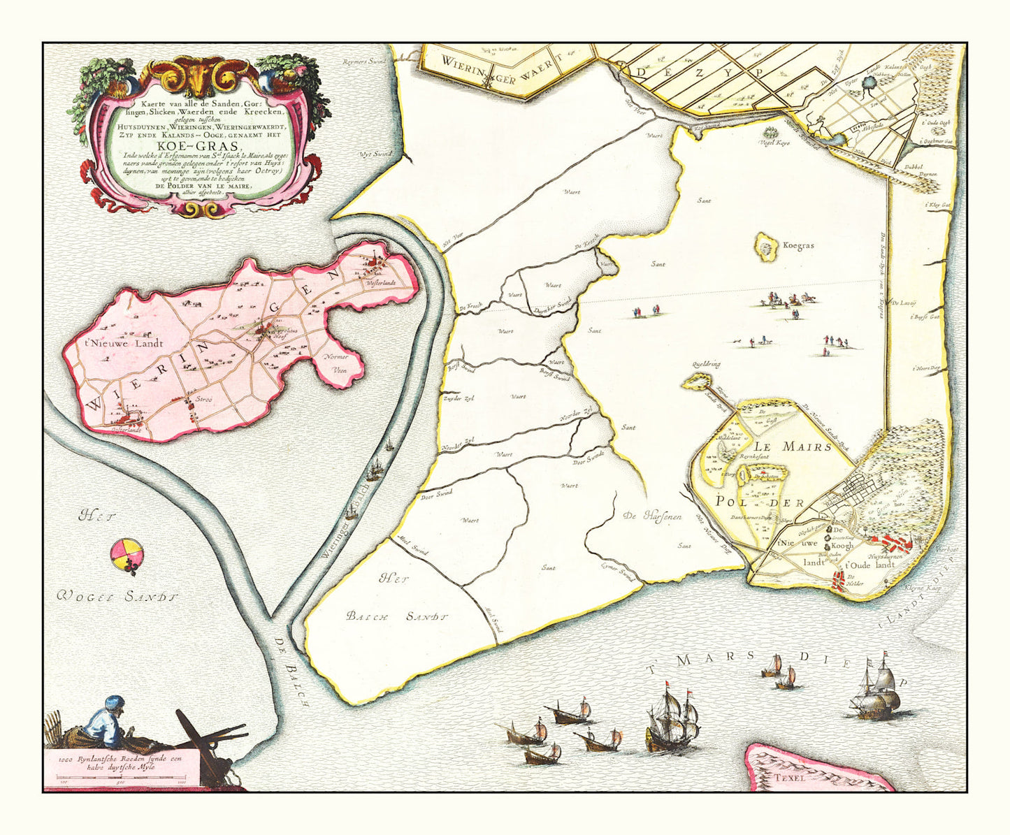 Vintage Map of Koegras, Holland, 1665