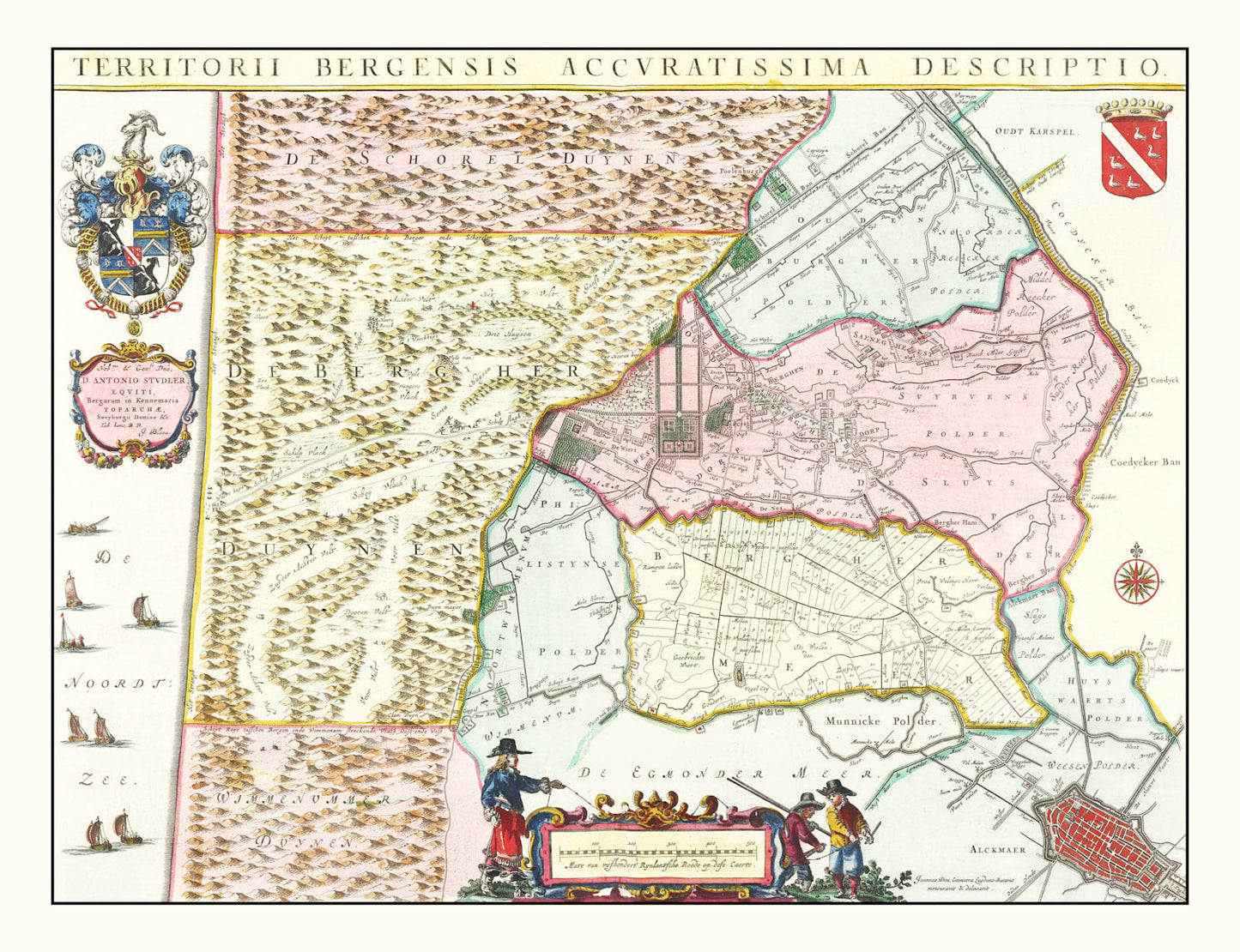 Vintage Map of Bergen, Holland, 1665