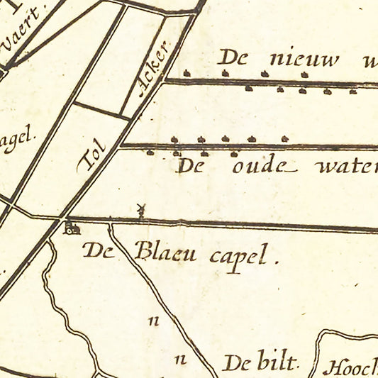 Vintage Map of Utrecht, Holland, 1665