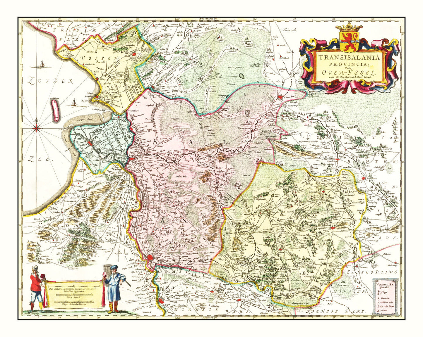 Vintage Map of Overijssel, Netherlands, 1665