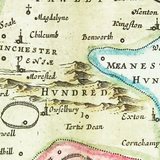 Vintage Map of Hampshire, England, 1665