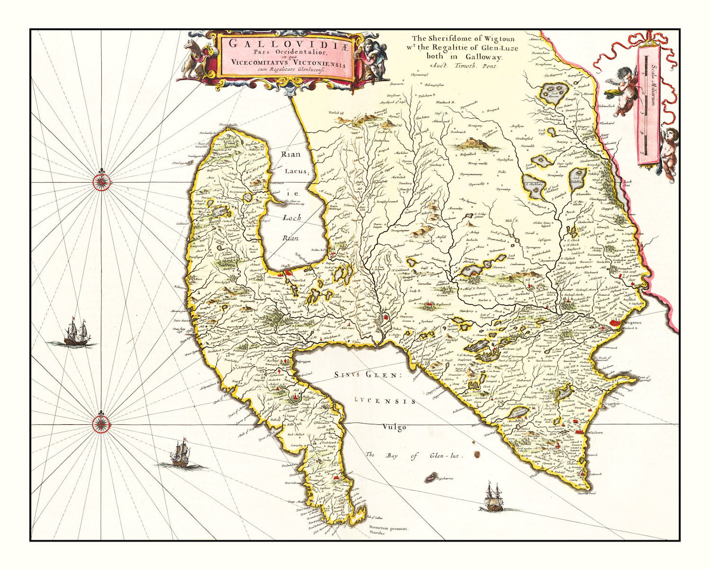 Vintage Map of West Galloway, Scotland, 1665