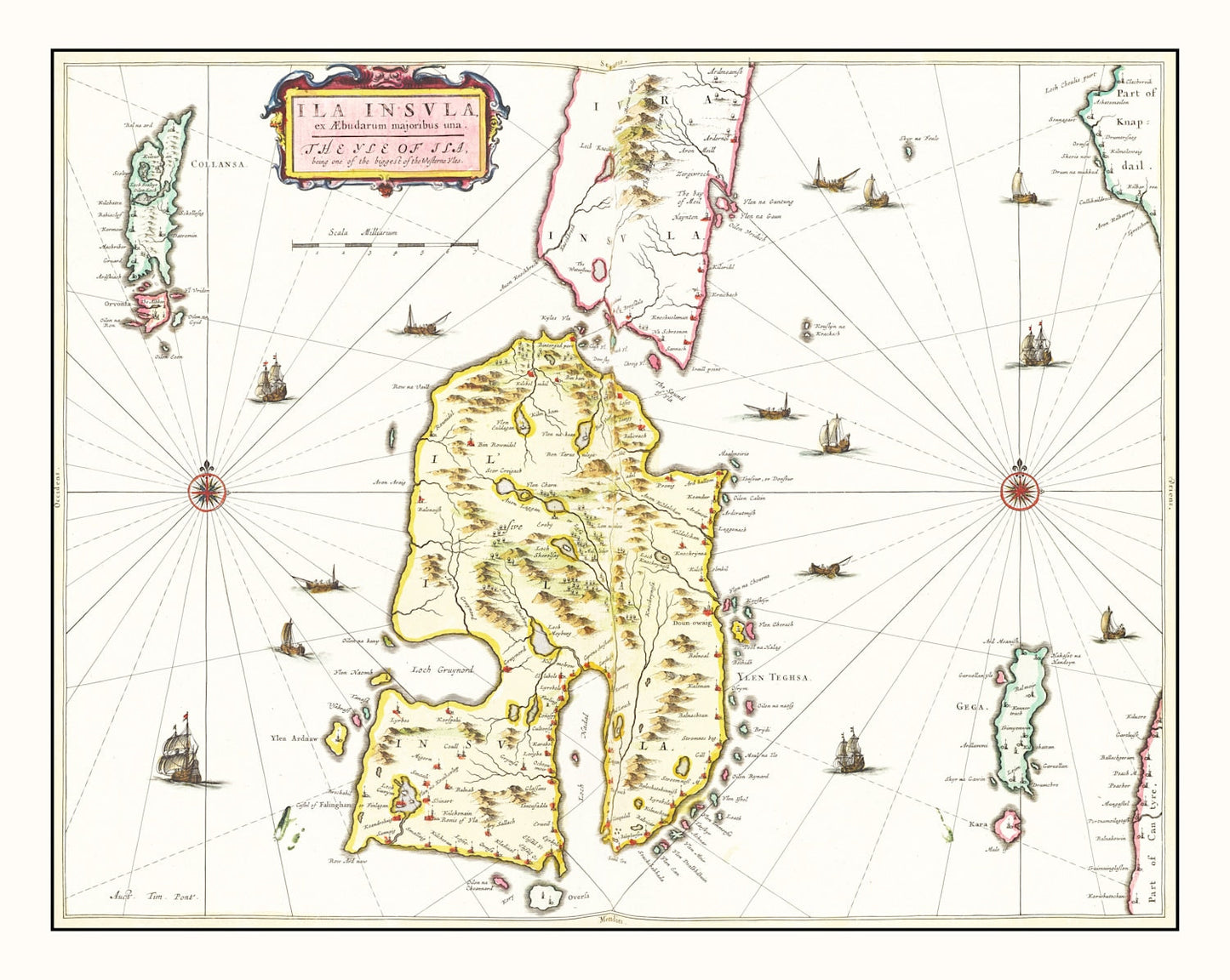 Vintage Map of the Isle of Islay, Scotland, 1665