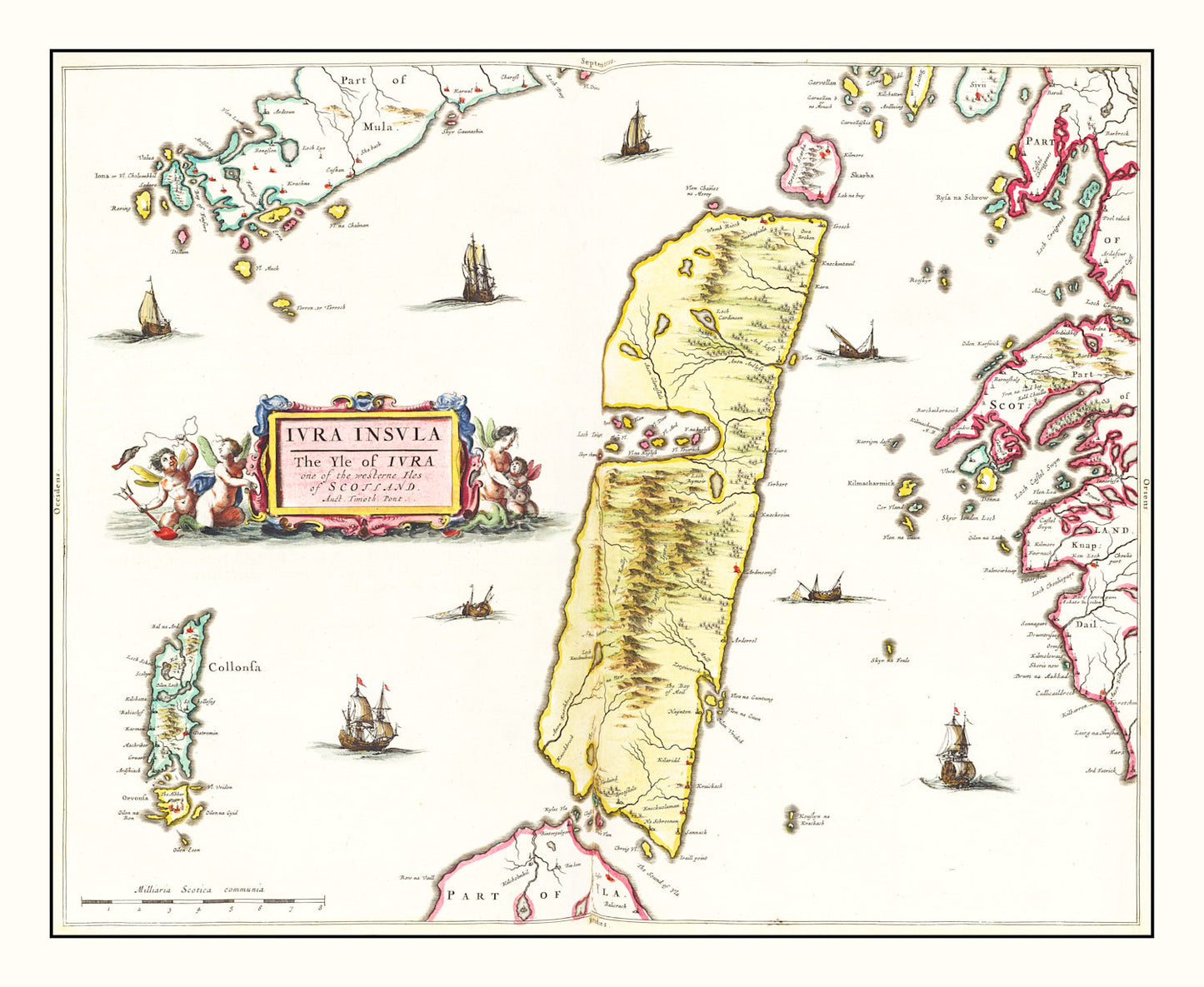 Vintage Map of the Isle of Jura, Scotland, 1665
