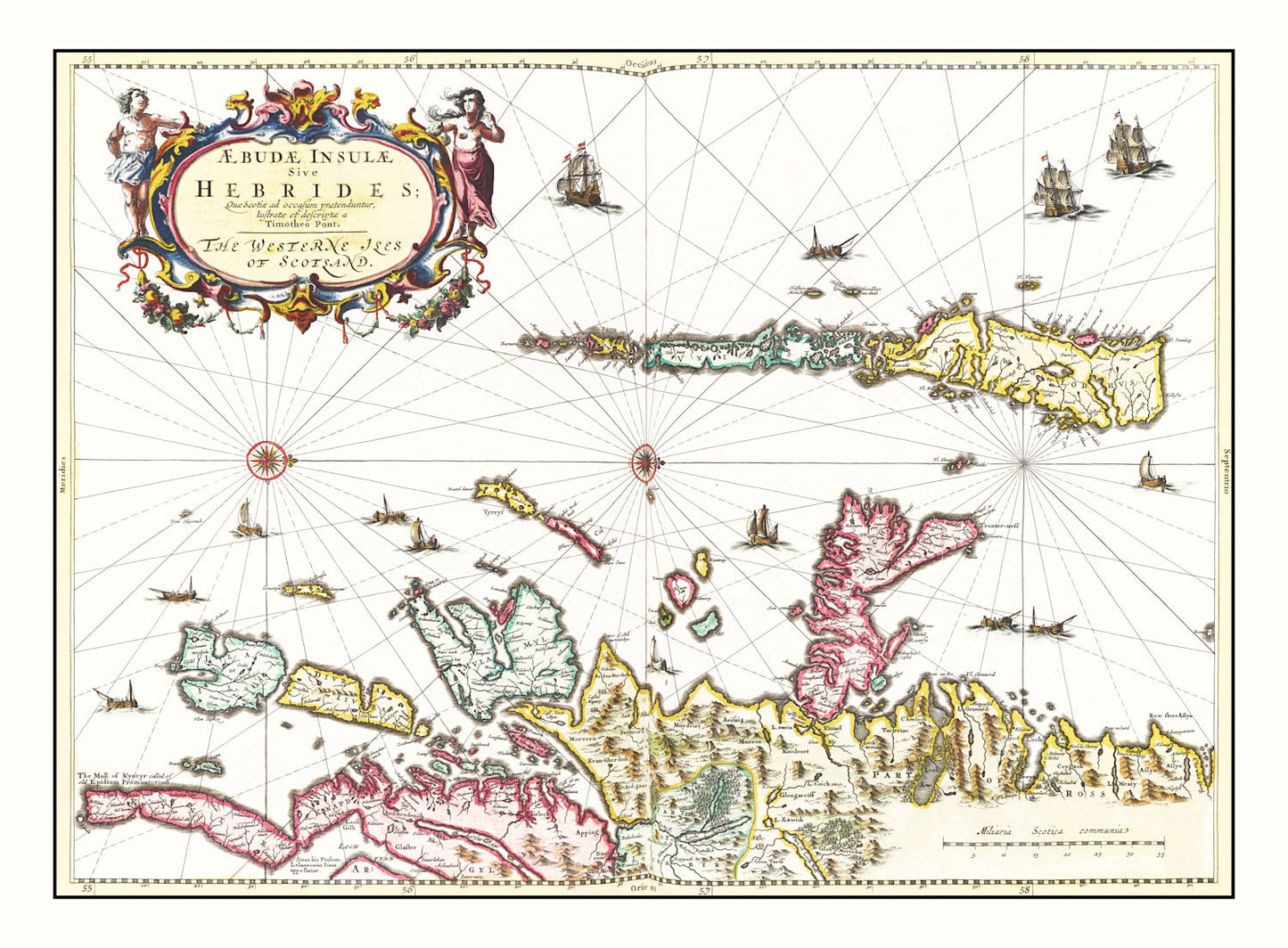 Vintage Map of the Hebrides Islands, Scotland, 1665